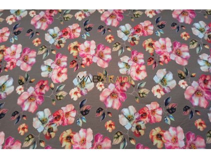 Elastická teplákovina Digi tisk - Květ kakao Kód 4842-7321