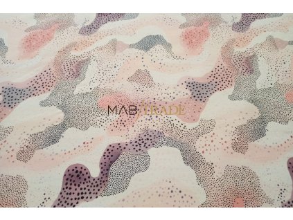 Elastická teplákovina Digi tisk - Růžová pěna Kód 4842-7540