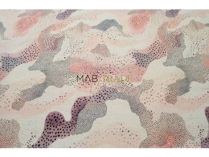 Bavlněný úplet - elastický jednolíc digi tisk Růžová pěna 2903-7540