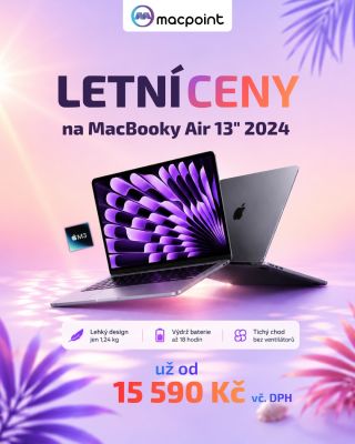 Léto je tady. A s ním i čas na upgrade.☀️ MacBook Air 13" (2024) s čipem M3 kombinuje špičkový výkon, neuvěřitelnou...