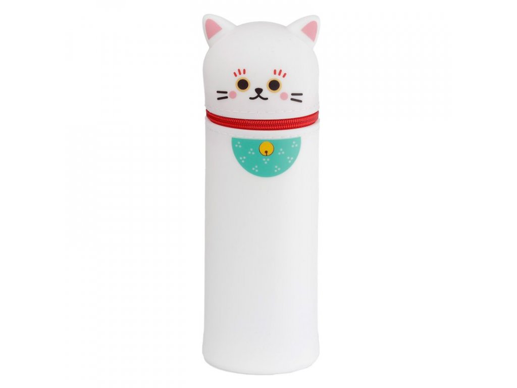 silikónový peračník púzdro mačka s mačkou mačacie pre šťastie Maneki Neko lucky cat