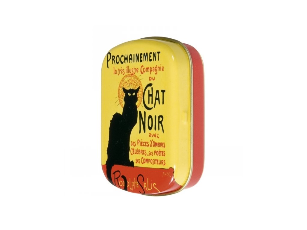 dóza plechová krabička liekovka mačka s mačkou mačacia s mačkami le chat noir