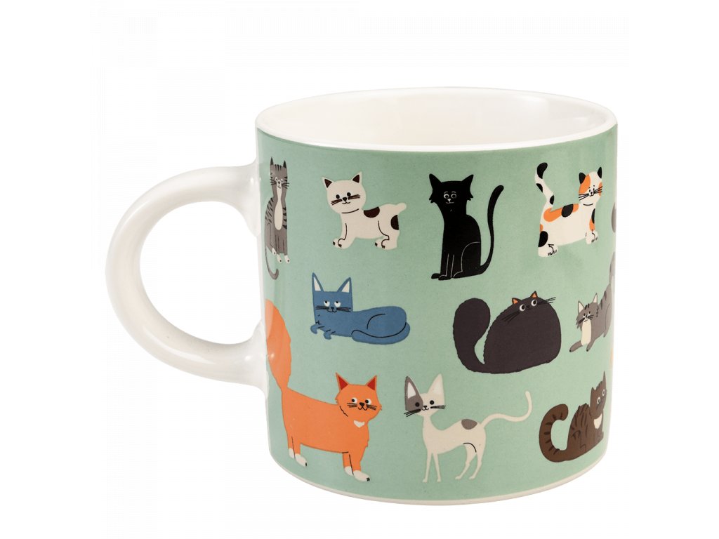 hrnček keramika mačka s mačkou mačacie maľované kreslené mačky s mačkami 4