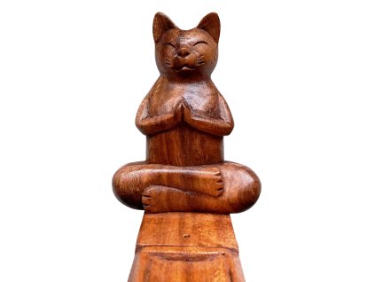 stojanček na vonné tyčinky mačka s mačkou mačacia s mačkami drevený 4