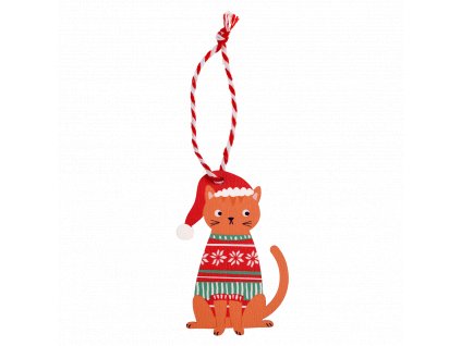 vianoce vianočné ozdoba dekorácie mačka s mačkou mačacie zdravý kocúr drevená s mačkami 3