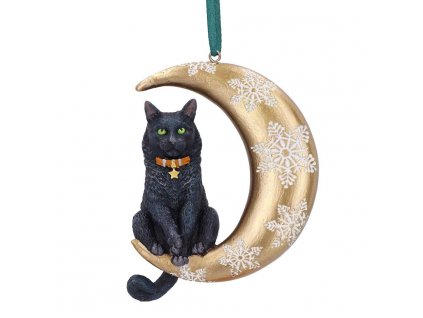 vianočné ozdoba dekorácie mačka s mačkou mačacie s mačkami mesiac vločky čierna zlatá