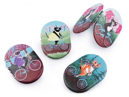 vreckové zrkadlo kozmetické do kabelky mačka s mačkou mačacie s mačkami zväčšovacie