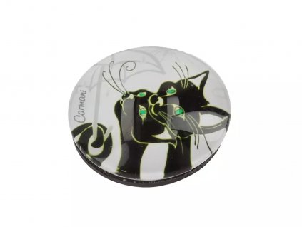 magnet magnetka dekorácie mačka s mačkou mačacie s mačkami čierna biela zelené oči