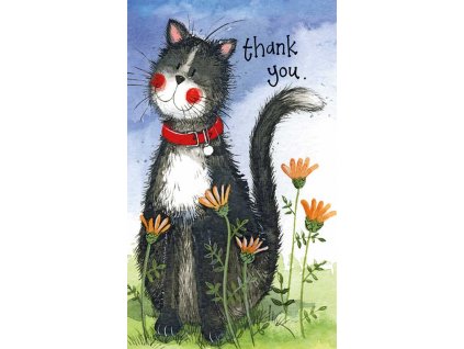 ďakovná kartička želanie poďakovanie mačka s mačkou mačacie Alex Clark