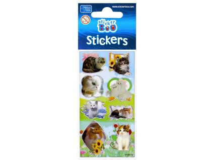 samolepky nálepky mačka s mačkou mačacie mačiatko mačiatko kvety kvietky