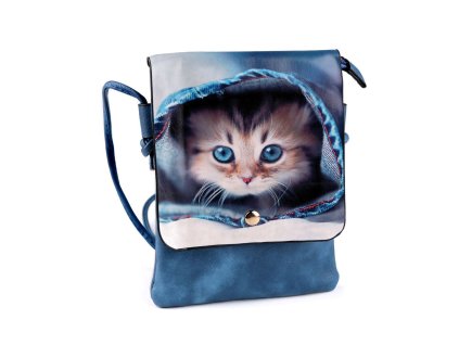 kabelka taška crossbody mačka s mačkou mačacie s mačkami mačiatko modrá