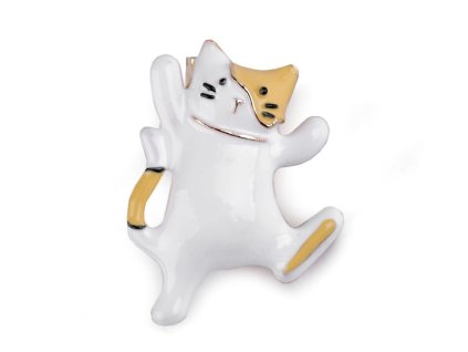 brošňa email mačka s mačkou mačacia s mačmami biela