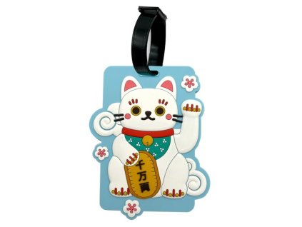 visačka menovka ceduľka na batožinu kufor batoh mačka s mačkou mačacou s mačkami maneki neko lucky cat