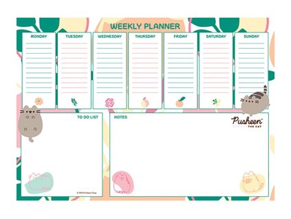 týždenný stolný plánovač kalendár mačka s mačkou mačacou s mačkami pusheen