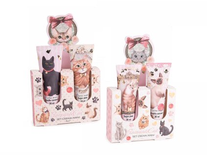 krémy na ruky krém pilník sada darčeková mačka s mačkou mačacie s mačkami