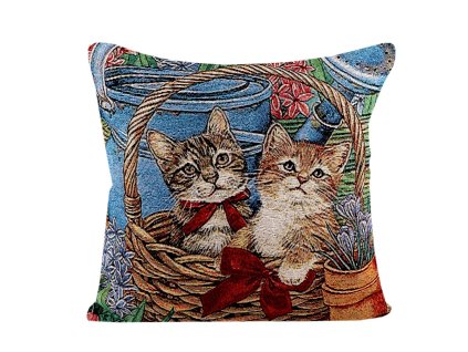 vankúš obliečka gobelín mačka s mačkou mačacie s mačkami dve mačky v košíku