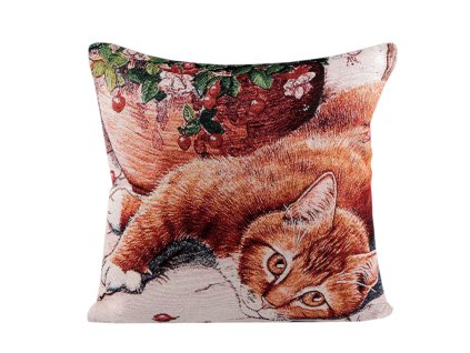 vankúš obliečka gobelín mačka s mačkou mačacia s mačkami ryšavá