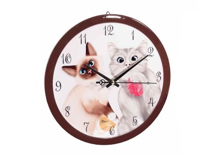 keramické hodiny nástenné mačka s mačkou mačičmi s mačkami labka packa 2 mačky