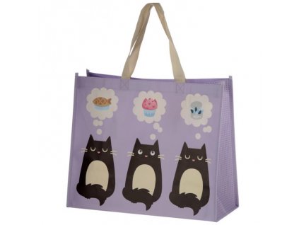 nákupná taška čierna biela mačka tri mačky 2