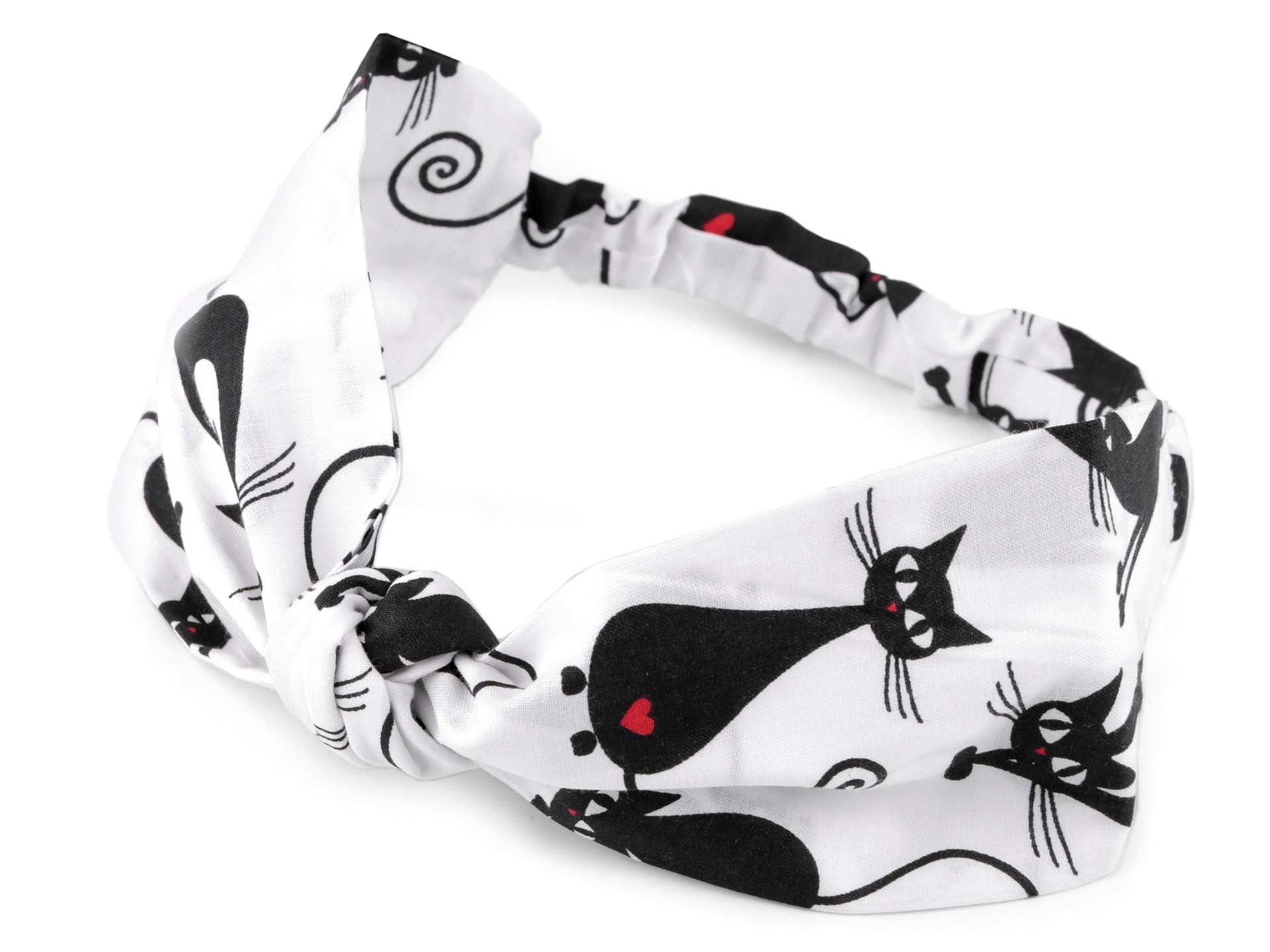 Látková pin-up čelenka s mačkami