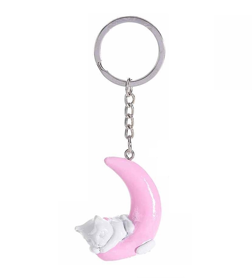 Kľúčenka s mačkou a mesiacom - 4 varianty Číslo: bílá kočička na Měsíci