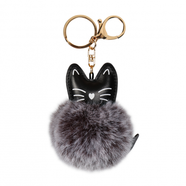 Kľúčenka s chlpatou mačkou - šedo-čierna, ružová Farba: šedo-černá