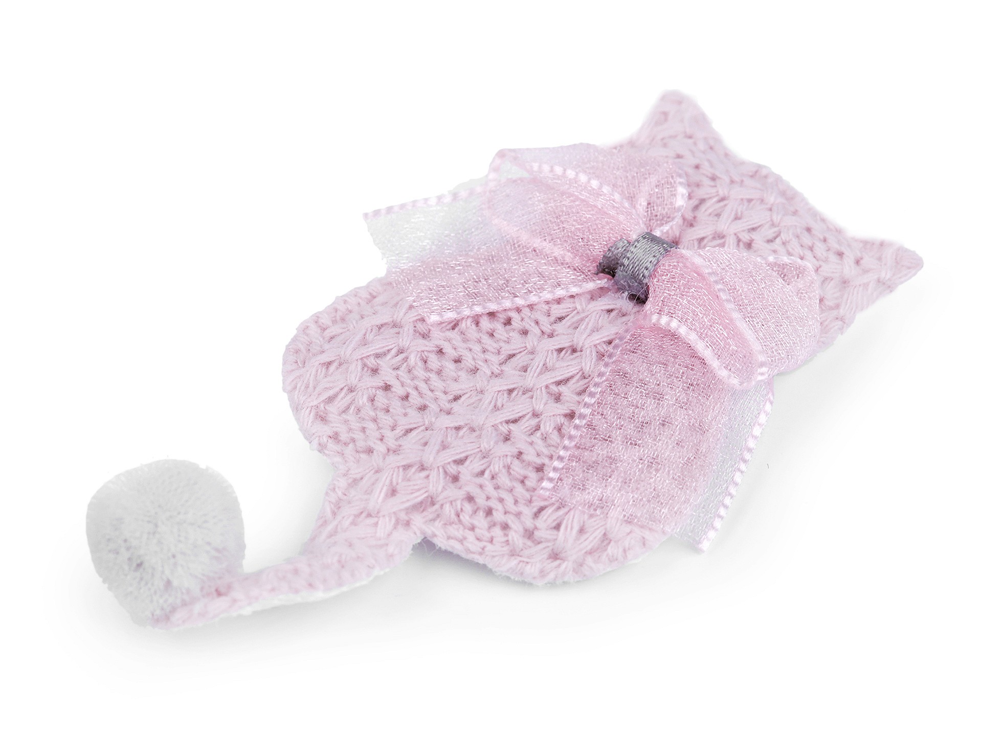 Nášivka s mačkou a mašličkou - ružová, šedá Farba: ružová