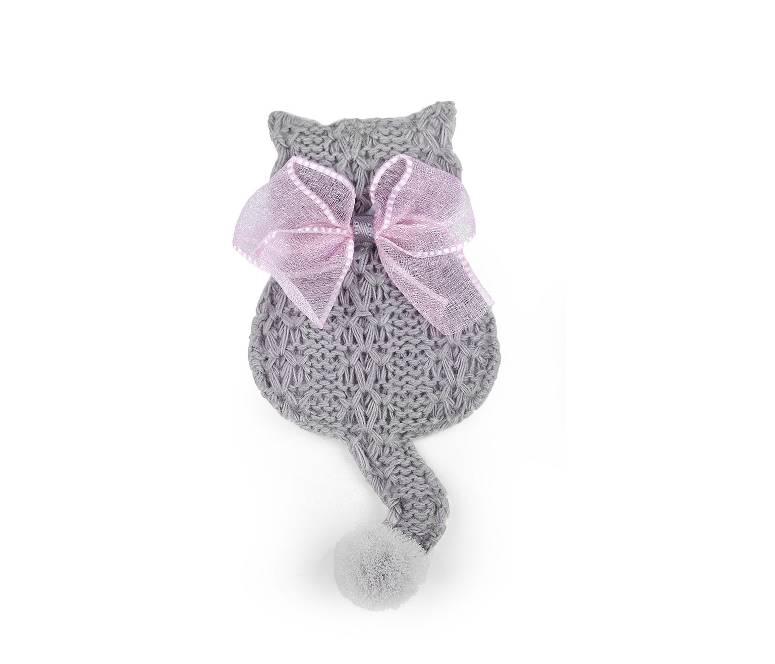 Nášivka s mačkou a mašličkou - ružová, šedá Farba: sivá