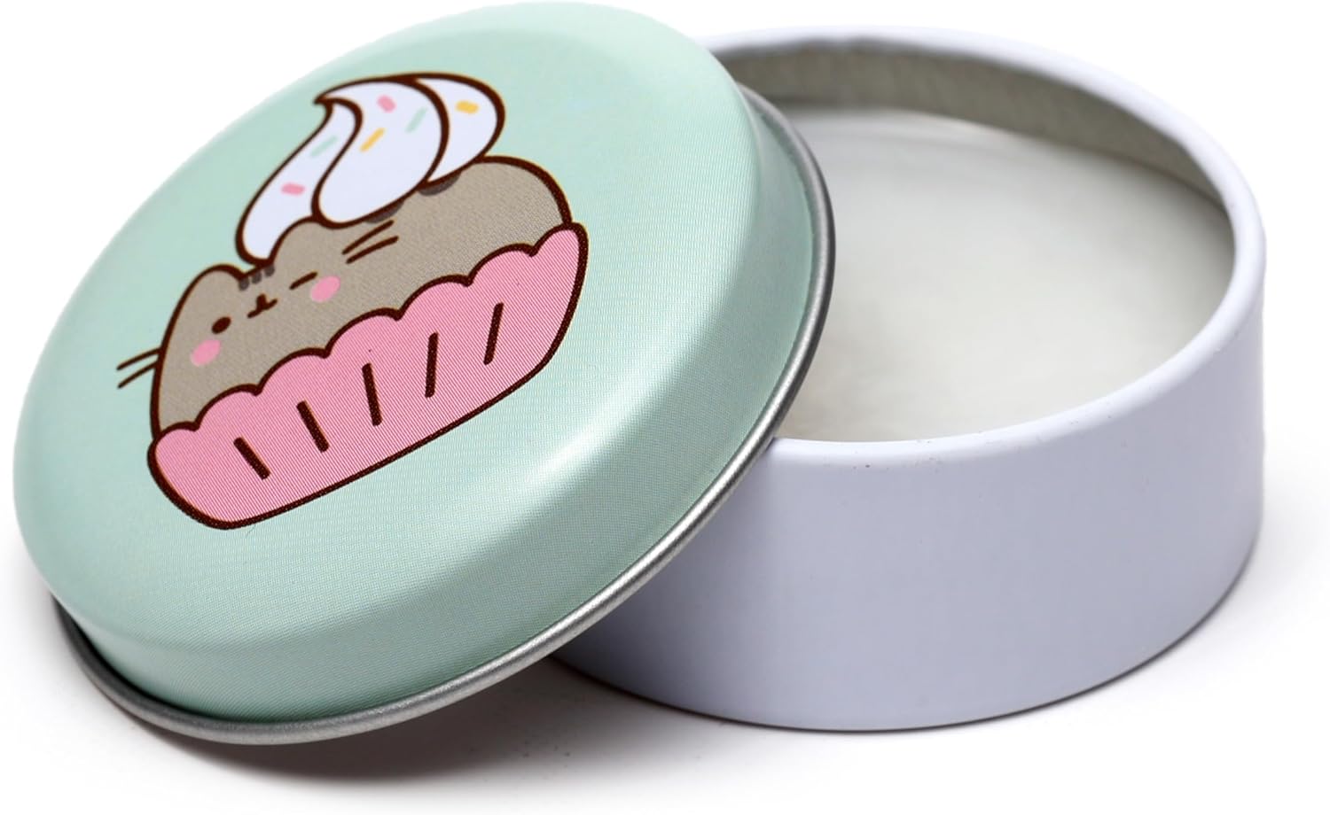 Balzam na pery s mačičkou Pusheen v plechovej krabičke Zelená