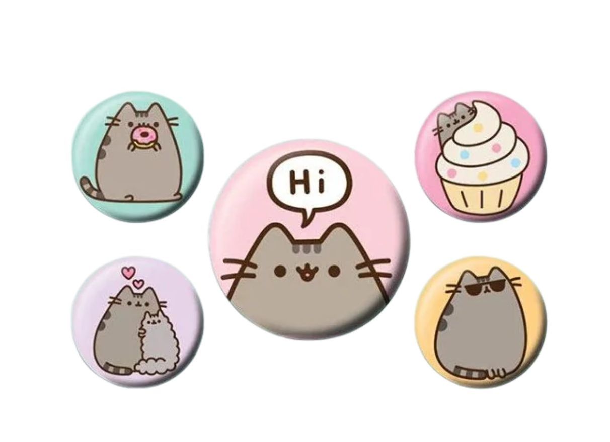 Sada odznakov s mačkou Pusheen a tortička
