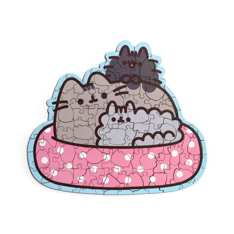 Drevené puzzle s mačkou Pusheen v krabičke
