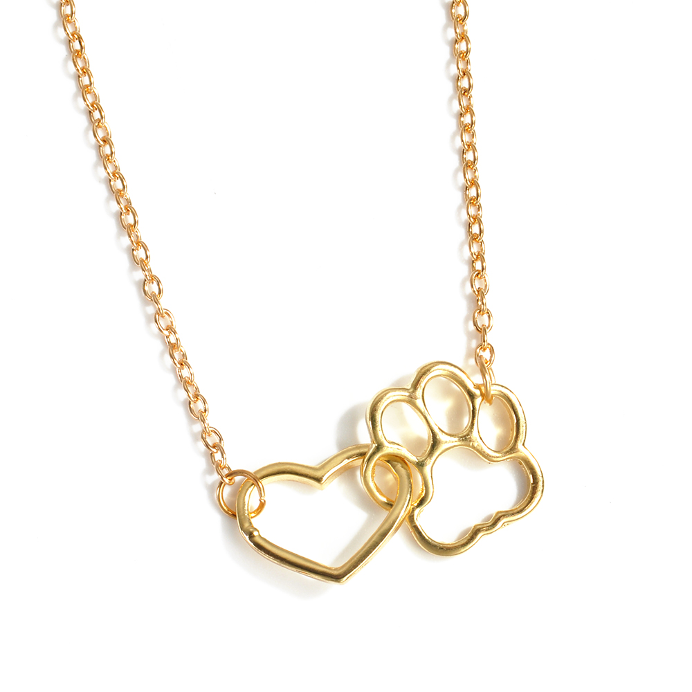 Mačací náhrdelník labka a srdiečko Farba: zlatá