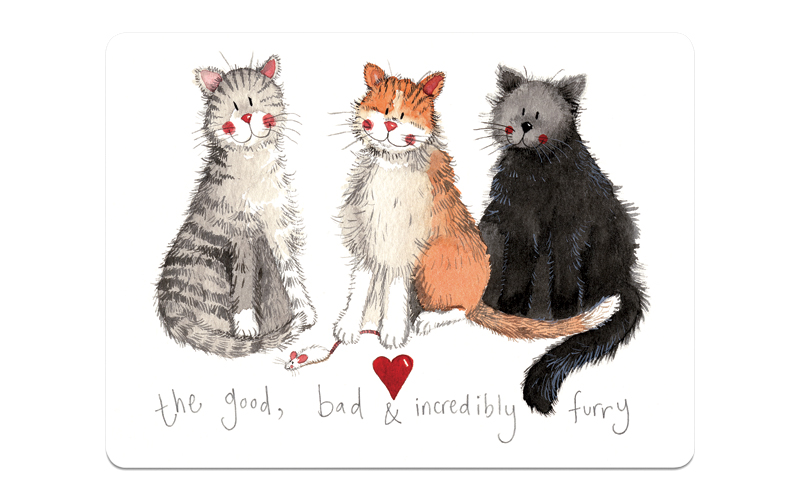 Korkové prestieranie 3 mačky - 1 ks alebo súprava 4 ks - dizajn Alex Clark Farba: 1 ks