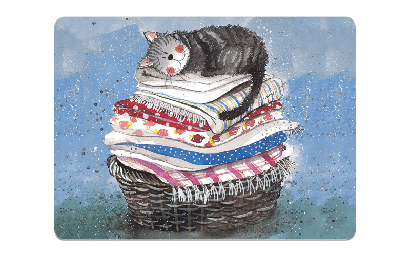 Korkové prestieranie mačka v košíku - 1 ks alebo súprava 4 ks - dizajn Alex Clark Farba: sada 4 ks