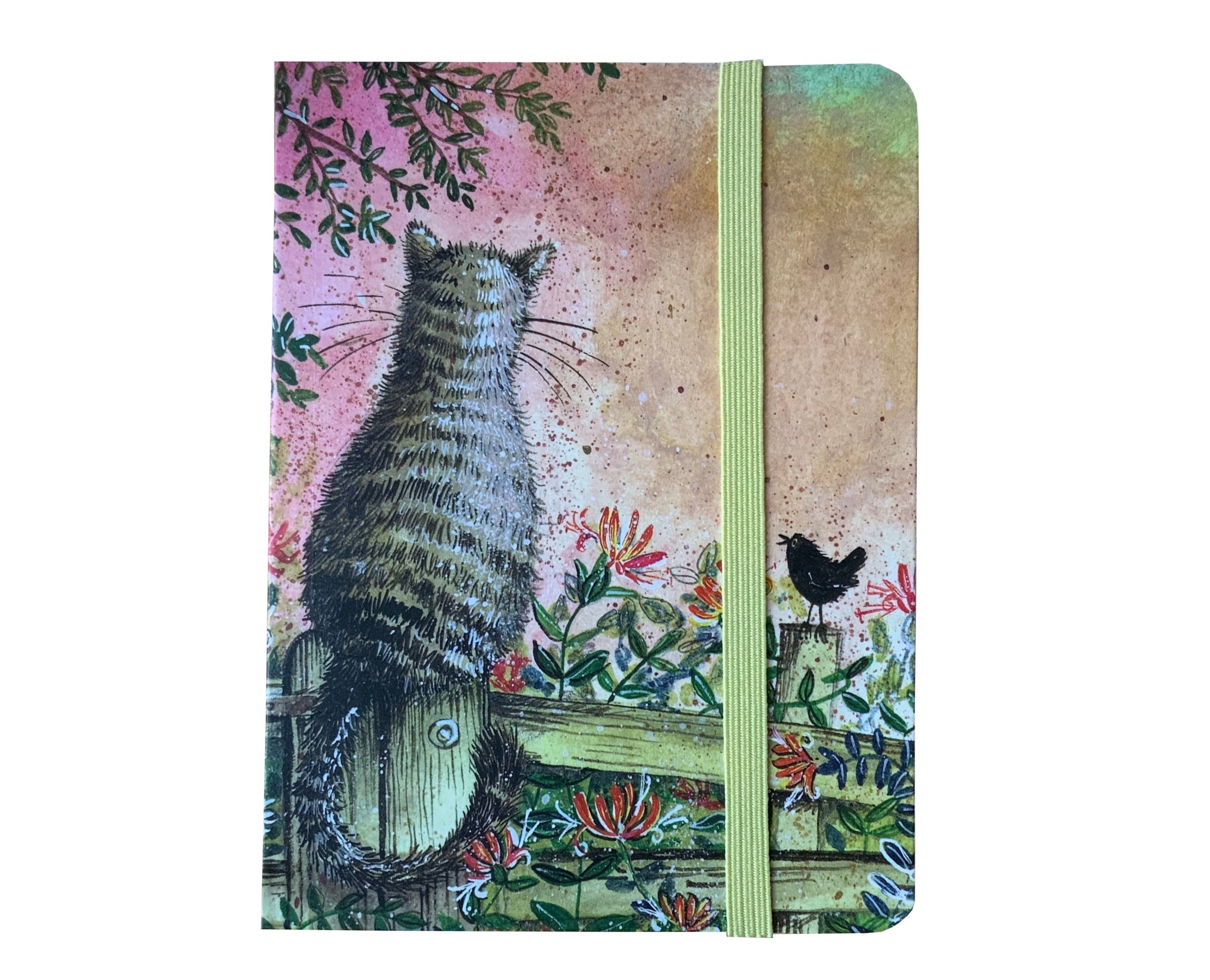 Zápisník na gumičku s maľovanou mačkou III - dizajn Alex Clark