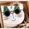 vianočná ozdoba mačka s mačkou mačacia drevená mačka s okuliarmi