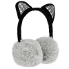 klapky na uši chránice mačka s mačkou mačacie s ušami plyš šedá