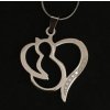 náhrdelník prívesok mačka s mačkou srdce chirurgická oceľ