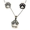 sada set náhrdelnom náušnice oceľ mačka s mačkou mačacia labka packa 4
