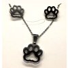 sada set náhrdelnom náušnice oceľ mačka s mačkou mačacie labka packa