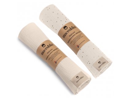 Mušelínová plena Maceshka Nature 2ks - Ecru zlatý puntík+ ecru