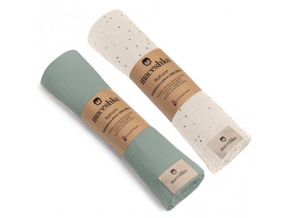 Mušelínová plena Maceshka Nature 2ks - Ecru zlatý puntík+ Khaki