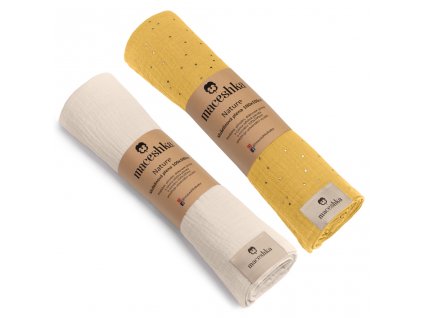 Mušelínová plena Maceshka Nature 2ks - Mimosa zlatý puntík+ Ecru