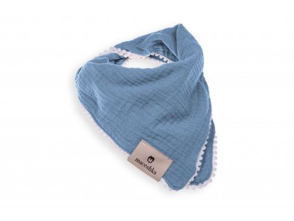 Slintáček Maceshka Nature dvojitý s ozdobným okrajem Blue Jean, pompony