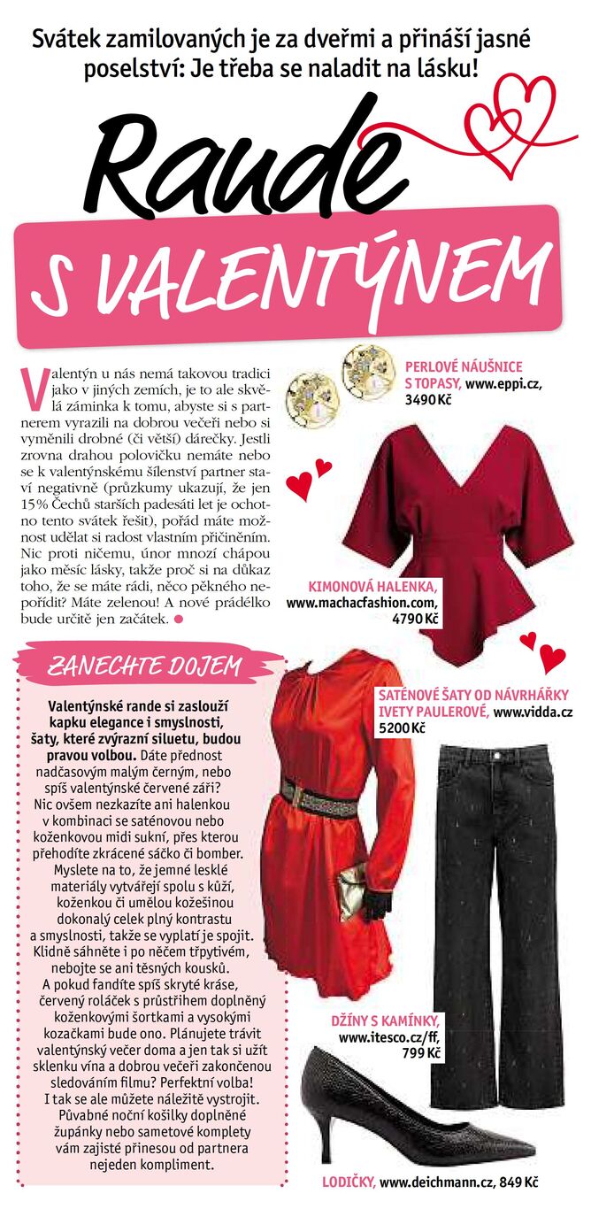 Vínová kimonová halenka Machač v magazínu Tina: inspirace pro valentýnské rande