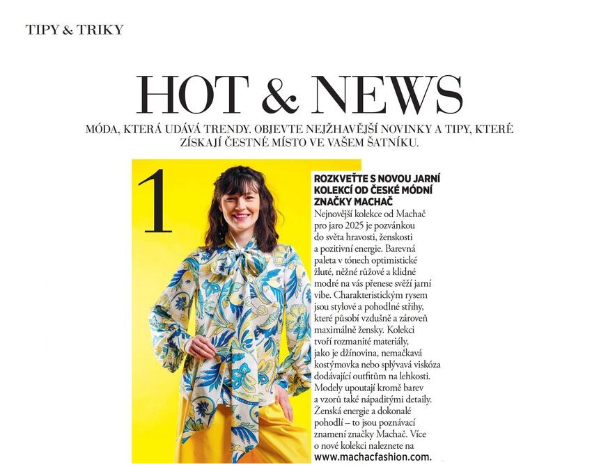 Móda, která udává trendy – značka Machač v rubrice HOT & NEWS v magazínu Glanc