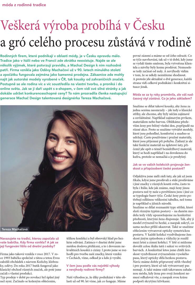 Veškerá výroba probíhá v Česku a gró celého procesu zůstává v rodině – článek v magazínu Madam Business 🇨🇿