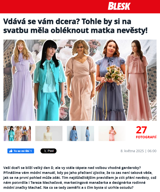 Vdává se vám dcera? Podívejte se na náš video rozhovor na Blesku pro ženy