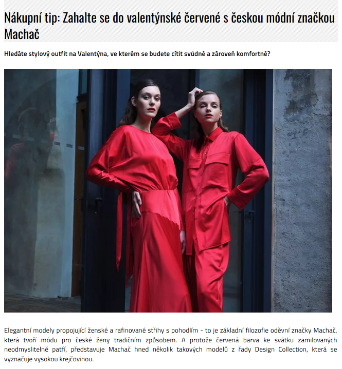Článek na Žena-in.cz: Zahalte se do valentýnské červené s Machač