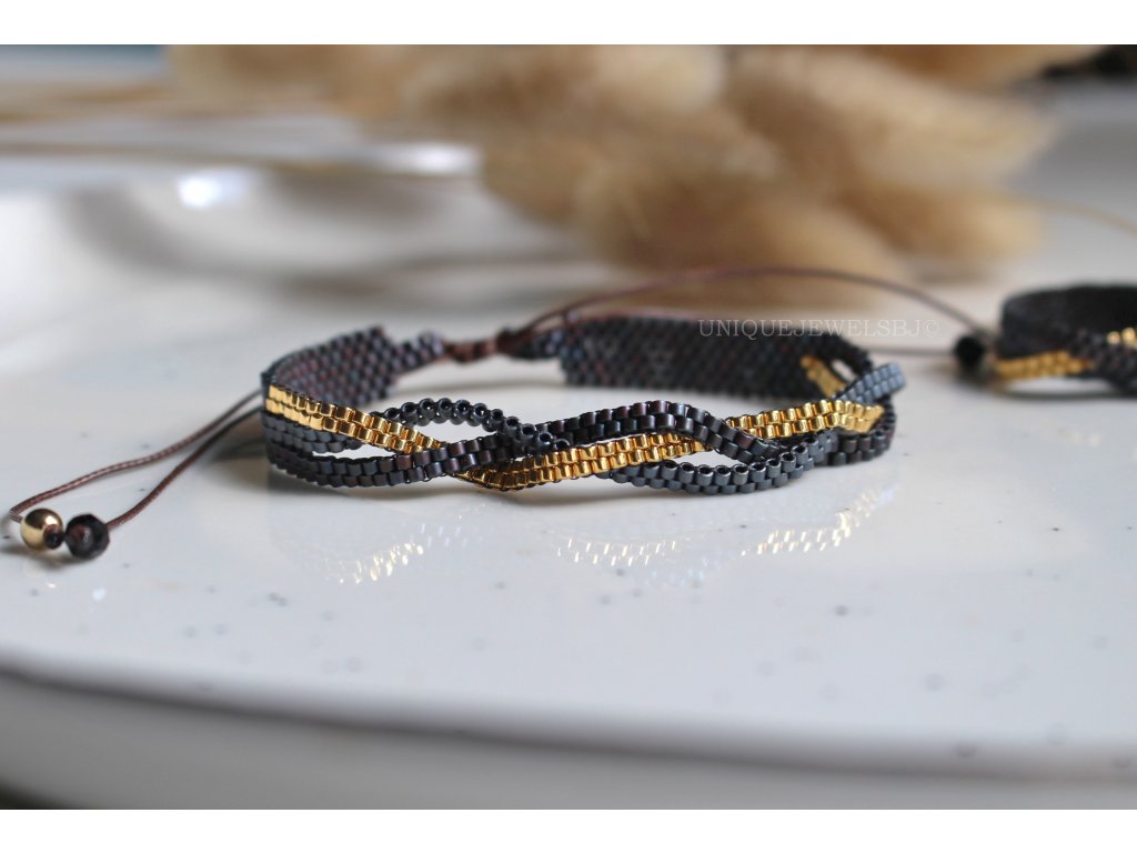 Autorský šitý Miyuki náramek Faith